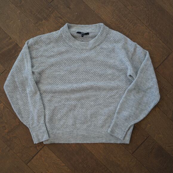 Quince Sweater Womens Small Light Gray Baby Alpaca-Wool Diamond Stitch Crewneck - Picture 9 of 9